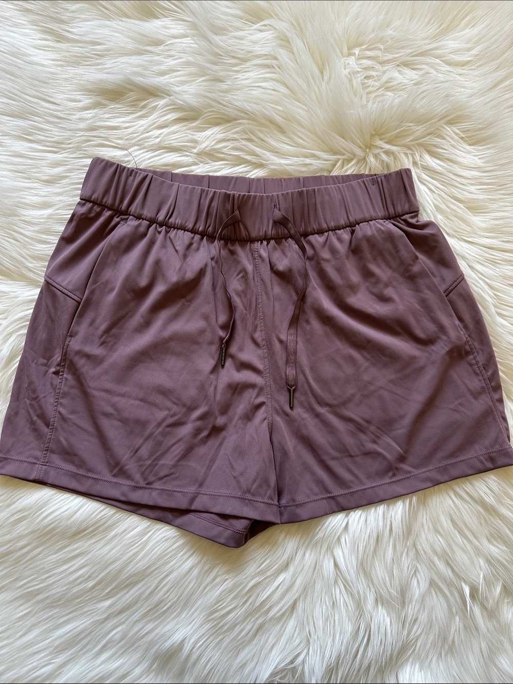 Willit Women's Drawstring Active Shorts in Dusty Mauve - Picture 3 of 5